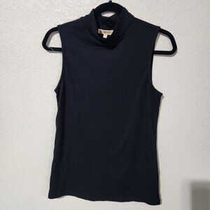 All Worthy Top Size S Black Sleeveless Mock Neck Ribbed Knit
